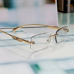 Reading Glasses in Bangladesh nine optic l06 crystal bifocal rimless gold front.webp