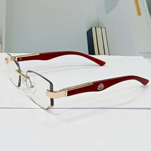 Reading Glasses in Bangladesh nine optic n104 wooden rose rimless gold front.webp